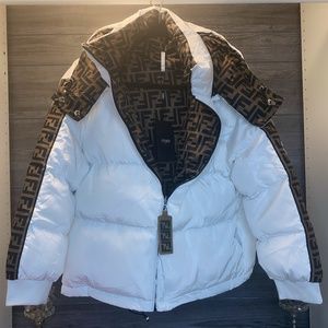 Fendi Reversible Monogram Puffer Jacket in Blue